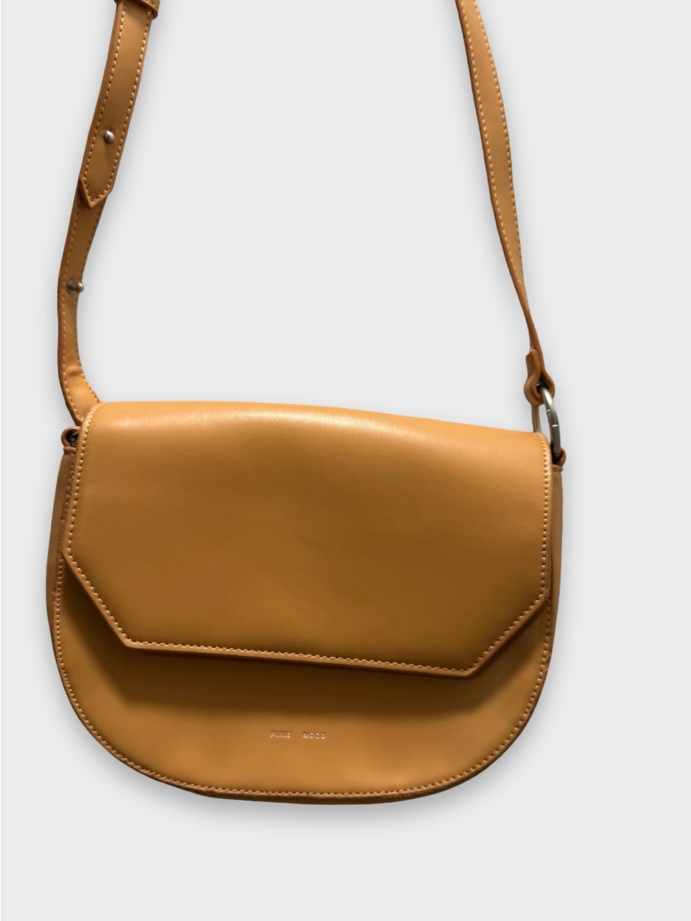 Pixie Mood Camel Vegan Leather Crossbody Saddle Bag